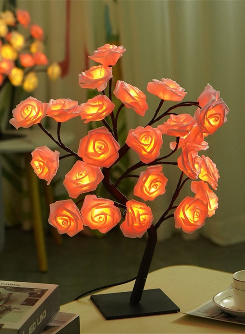 Loquat Light Removable Plastic Base USB Switch LED Simulation Rose Tree Decoration Night Light 14*6*33cm