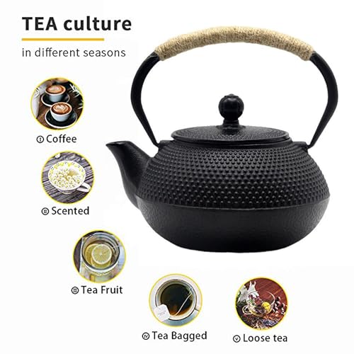 YJX Japanese Tetsubin Tea Kettle Set with Cups, Cast Iron Teapot with Stainless Steel Infuser and Enameled Interior (900ml) - Image 2