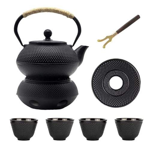 YJX Japanese Tetsubin Tea Kettle Set with Cups, Cast Iron Teapot with Stainless Steel Infuser and Enameled Interior (900ml) - Image 1