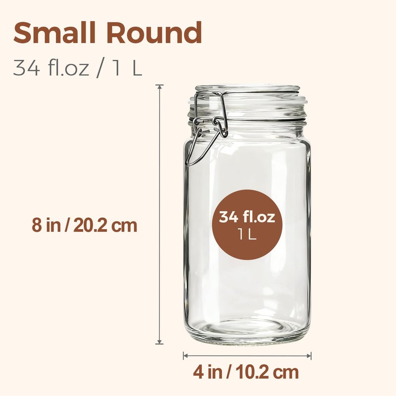 ComSaf Glass Jars with Airtight Lid Set of 3, Mason Jars 34 oz, Pickling Jar, Canning Jar 34oz, 34 oz Glass Containers with Lids for Kitchen, Pickle, Flour, Cereal, Pasta, Sugar, Herb - Image 2