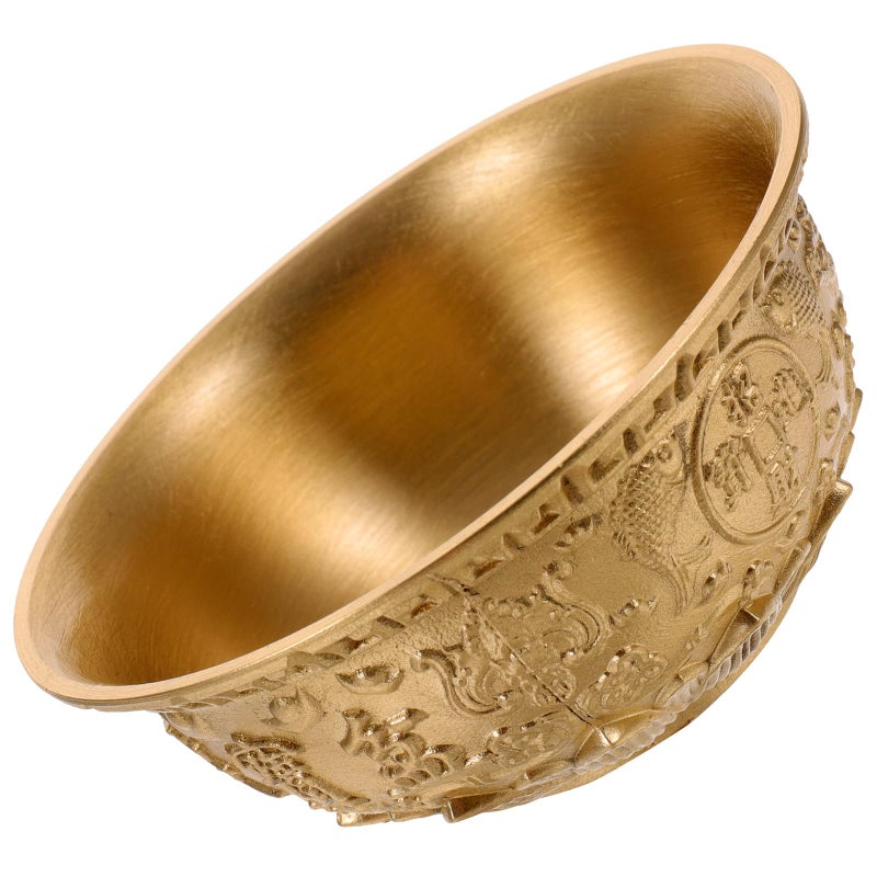 8cm Brass Feng Shui Wealth Bowl Treasure Basin Auspicious Decor for Home Office Shop Display - Image 2