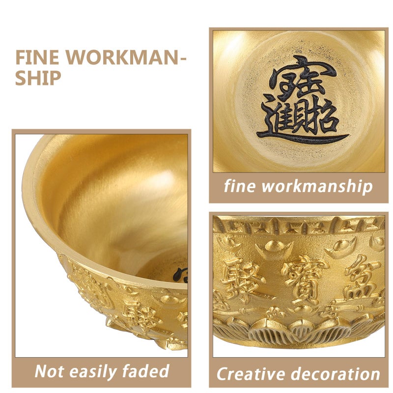 8cm Brass Feng Shui Wealth Bowl Treasure Basin Auspicious Decor for Home Office Shop Display - Image 4
