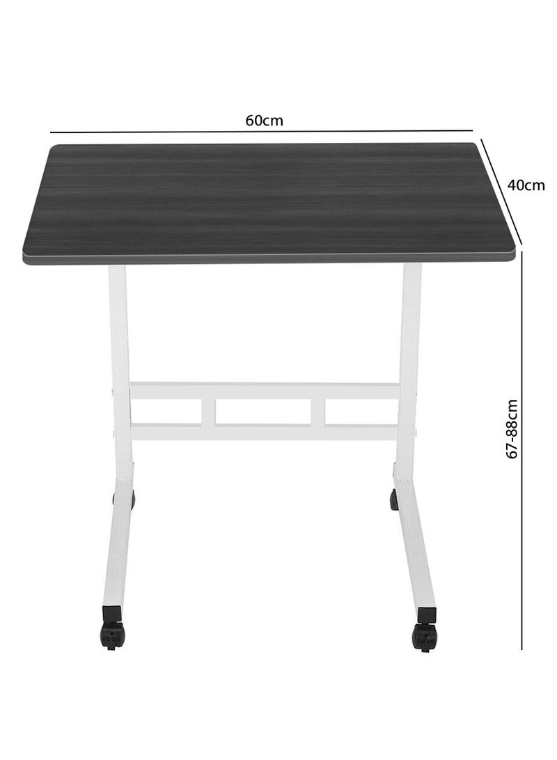 DubaiGallery Laptop Table Height Adjustable Desk Wood with Rotating Wheels, Notebook Stand and Drink Holder, 60 x 40 cm Side Table Mobile Table for Bed, Sofa, Bedroom, Living Room, Office, White  - Image 4