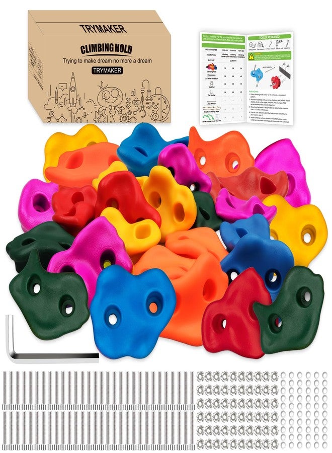 Trymaker Rock Climbing Holds, 30PCS Climbing Wall for Kids, Climbing Set for Adult Indoor and Outdoor(Large Size) - Image 1