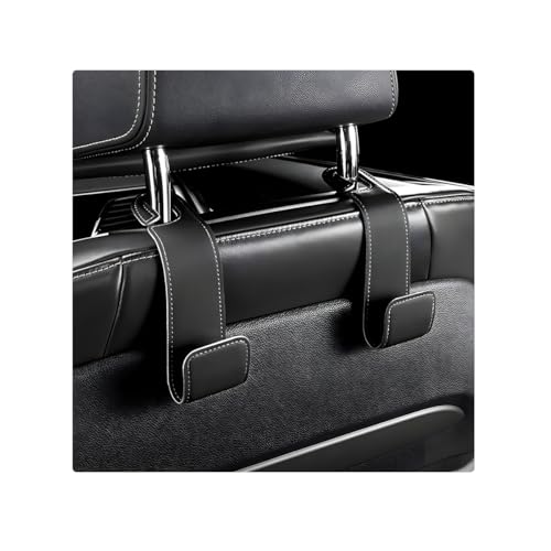 FSTURIOS 2 PCS Car Seat Headrest Hooks Microfiber Leather Hanger Holder Hook for Hanging Purse and Bag Universal Vehicle Back Seat Organizer Hook for Grocery Bag Handbag Coat Black - Image 1
