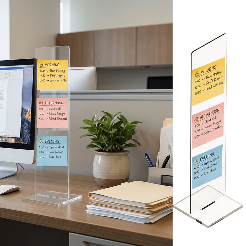 Colorless Acrylic Memo Board Detachable Stand Computer Screen Clip Message Board Office Desk Accessory - Image 5