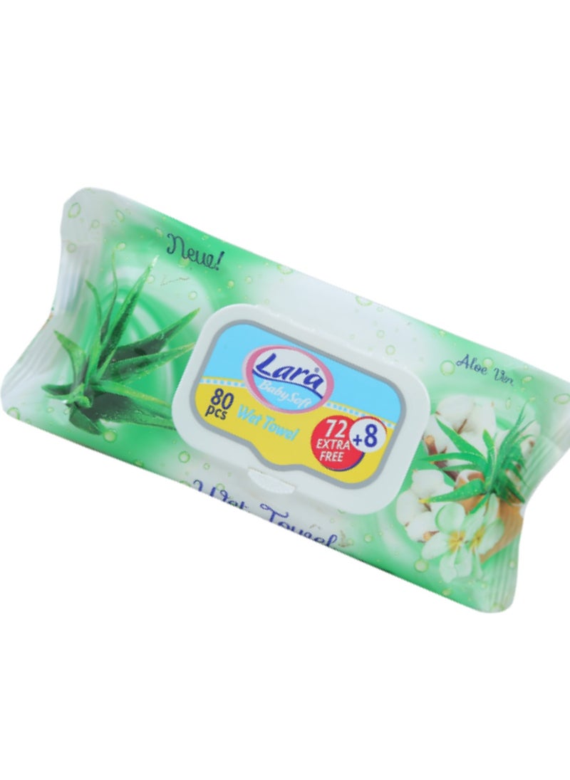 lara Lara Baby Soft Wet Towel Aloe Vera 80 PCS 