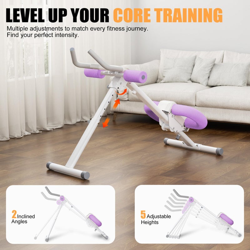 PAPIBLU Abdominal Trainers - Adjustable Ab Trainer Machine, Foldable Abdominal Workout Equipment with Knee Protection - Home Gym Core Strength Trainer for Men & Women - Purple - Image 2