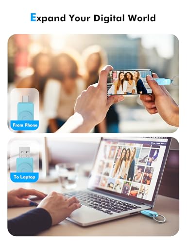 MOSDART 128GB USB C 32 Fast Speed C and A Dual Flash Drive exFAT Memory Stick with Keychain and LED Indicator for iPhone 151617 Android Phone iPad MacBook and Other Laptops Sky Blue - Image 3