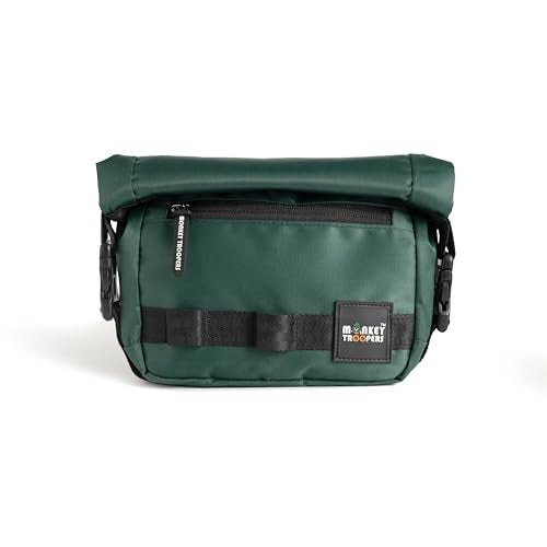MONKEY TROOPERS Radiant Waist Bags for Men Women- Premium Stitching, Branded Zippers, Water resistant pocket, Fanny pack for Hiking Travel, Lightweight & Tough, Quick-Access Pocket (Dark Green) - Image 5