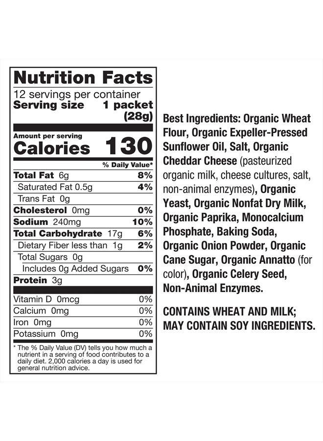 Organic Cheddar Bunnies Baked Snack Crackers, 12 oz., 12 Pouches