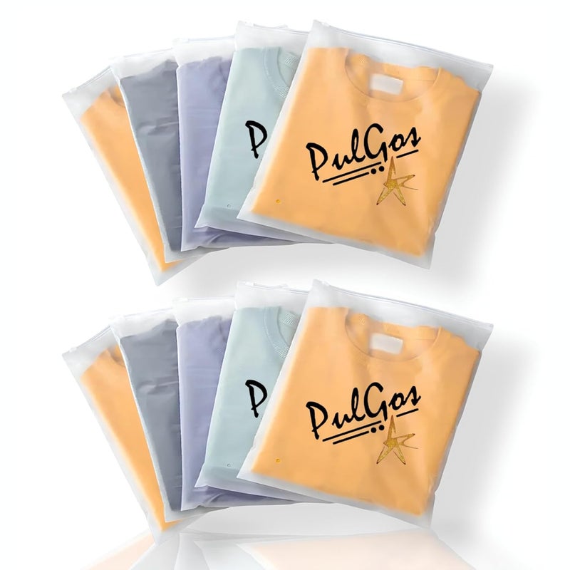PulGos حزمة PulGos من 10 أكياس تنظيم الملابس للسفر والتخزين الفردي للساري والسلور البدلة والليهنغا والأحذية وملابس الفستان أكياس بلاستيكية مصنوعة من البلاستيك المجمد مع سحاب 35x35 سم - Image 1