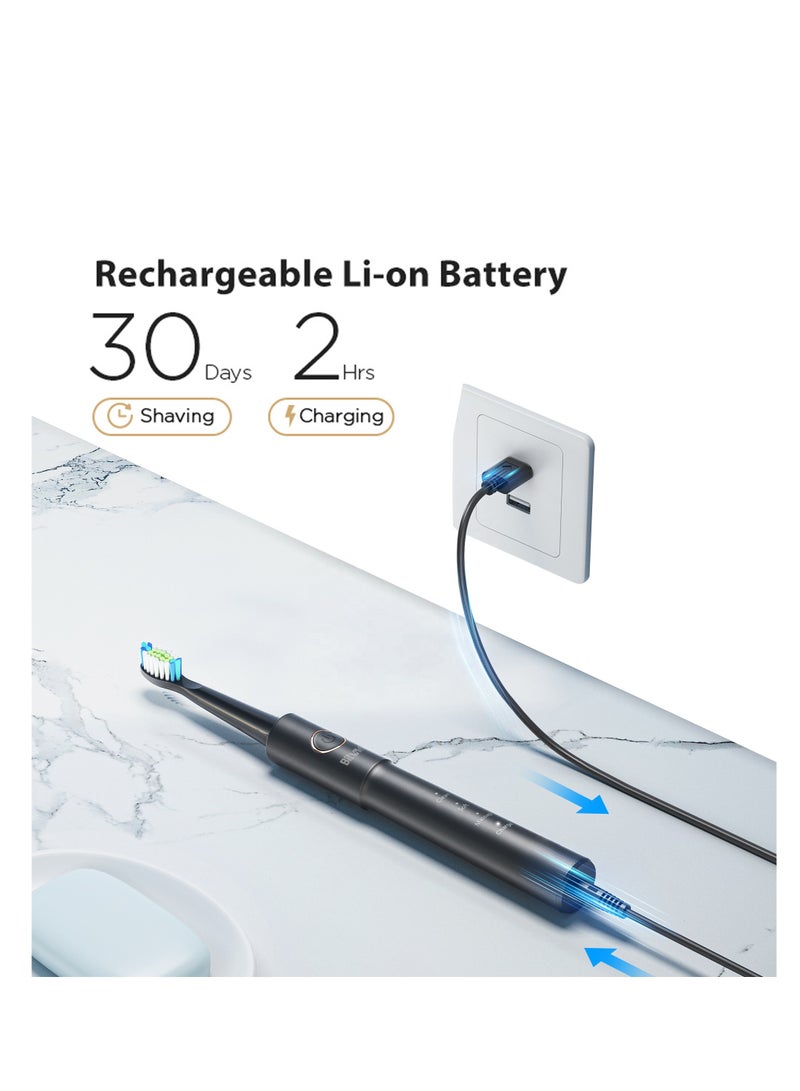 Bitvae P80 Sonic Electric Toothbrush with 40,000 VPM Vibration Frequency, 5 Cleaning Modes, Pressure Sensor, Smart 2-Minute Timer & Low Battery Reminder, W-Shaped 3D DuPont Nylon Brush Head for Superior Plaque Removal, IPX7 Waterproof Rechargeable Toothbrush for Adults with Long Battery Life, FCC Certified Oral Care Tooth Brush with 18-Month Warranty – Professional Dental Cleaning, Whitening & Gum Care - Image 2