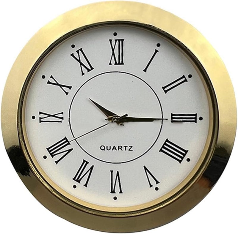 55mm Mini Clock Insert Quartz Movement Round Gold Silver Bezel Roman Arabic Numerals Crafts Home Decor - Image 5