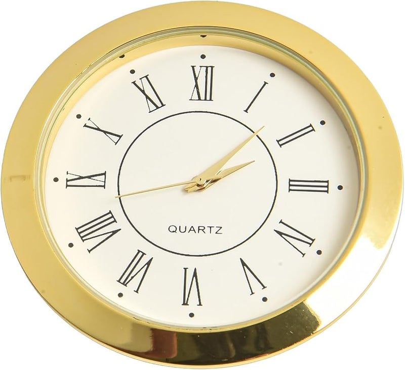 55mm Mini Clock Insert Quartz Movement Round Gold Silver Bezel Roman Arabic Numerals Crafts Home Decor - Image 1