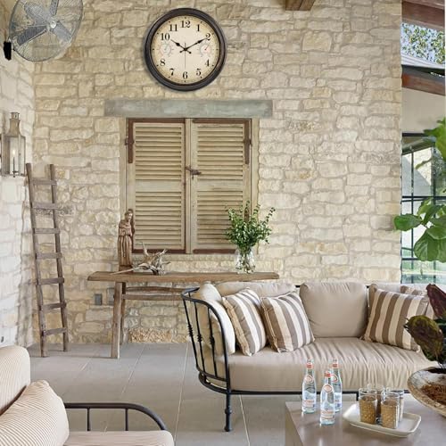 Alarllok 16 Inch Large Outdoor Clock with Thermometer and Hygrometer Combo Waterproof Indoor Outdoor Wall Clocks for Patio Pool Garden Backyard Decor Retro Bronze - Image 3