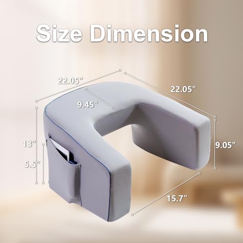 cooloo8 Soft Lap Desk Pillow for Adult, Extra Large Reading Pillow with Pocket, Arm Rest Pillow, Memory Foam Bed Rest Pillow can Reading, Working in Bed Floor Sofa (Grey) - Image 3