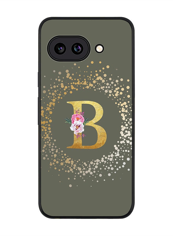 Stylizedd For Google Pixel 9a Case,Slim fit Camera Protection, Shockproof Thin Phone cover  - Custom Monogram Floral - B  (Olive Green )
