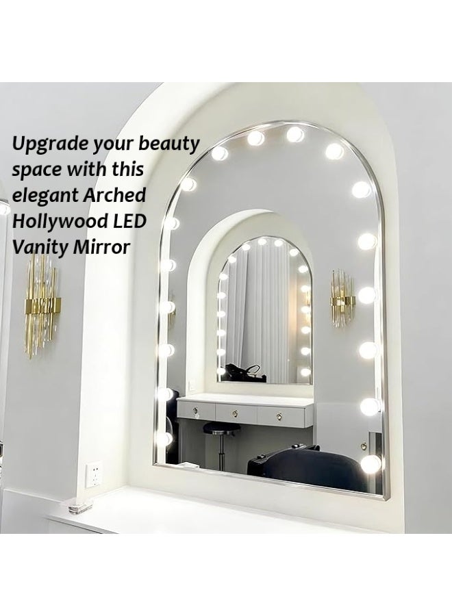 Vphom Arched Hollywood LED Vanity Mirror with Lights, Large Makeup Mirror with Round LED Bulbs, Modern Arch Dressing Table Mirror for Bedroom, Beauty Salon & Makeup Studio - Image 2