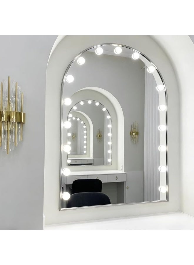 Vphom Arched Hollywood LED Vanity Mirror with Lights, Large Makeup Mirror with Round LED Bulbs, Modern Arch Dressing Table Mirror for Bedroom, Beauty Salon & Makeup Studio - Image 1