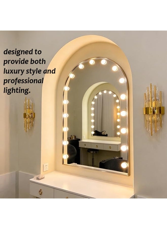 Vphom Arched Hollywood LED Vanity Mirror with Lights, Large Makeup Mirror with Round LED Bulbs, Modern Arch Dressing Table Mirror for Bedroom, Beauty Salon & Makeup Studio - Image 3