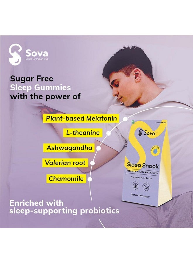 Sova Sleep Snack | Sugar Free Probiotic Melatonin Gummies | Deep Sleep | Relaxation & Stress Relief | Fall Asleep Faster | 5mg Melatonin | 2.5 Billion CFU | 30 Vegan Gummies | Non Habit Forming - Image 5
