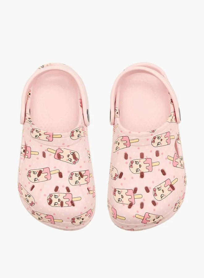 Aqua Girls Ice Cream Print Clogs
