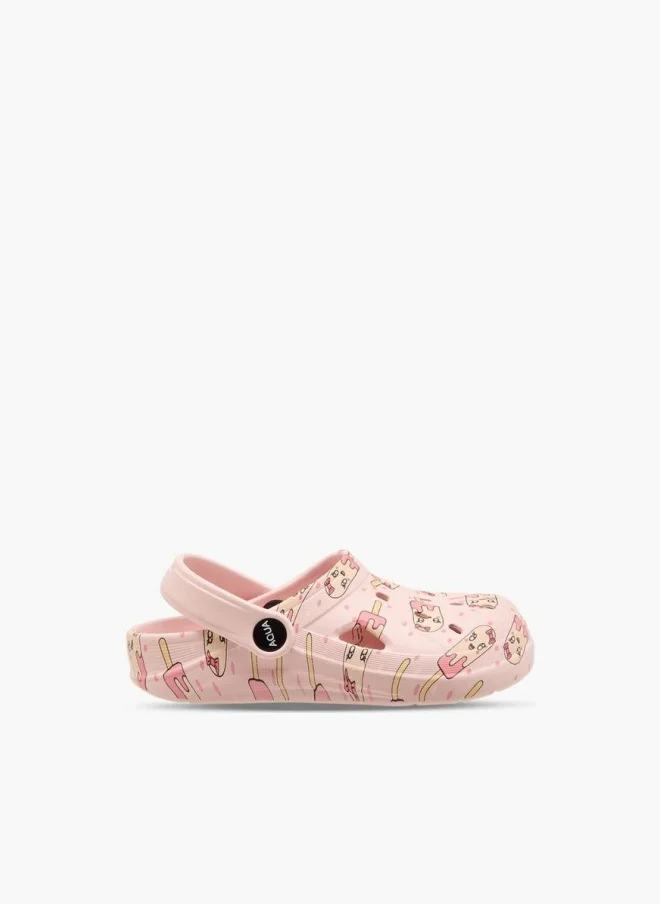 أكوا Girls Ice Cream Print Clogs
