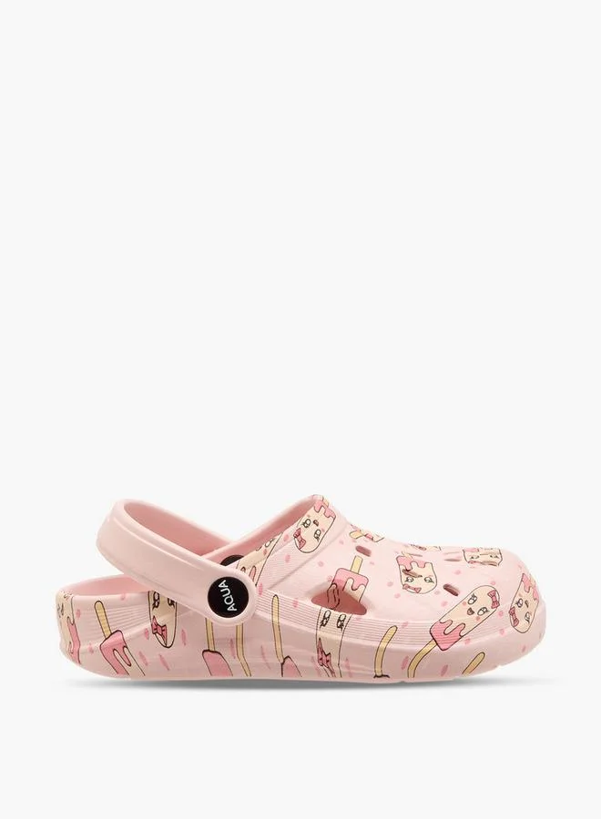 أكوا Girls Ice Cream Print Clogs