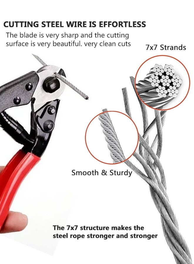 HOOTO 3mm×30 mstainless steel cable, steel wire rope - string aircraft wire rope with 24loop sleeve and 12 top pins - heavy-duty suitable for deck railings, string light suspension, gardens, oceans,Climbing Plants Lights Picture Hanging, DIY projectsRope with Loop Sleeve & Thimble - Heavy Duty for Deck Railing, String Light Hanging, Garden, Marine, DIY Projects - Image 5