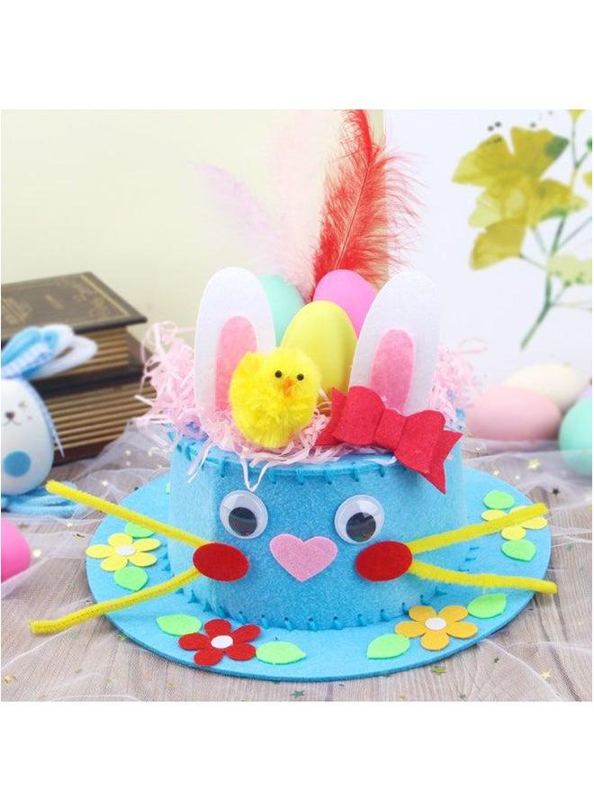 Easter Diy Hat Making Kit Colorful Egg Decorated Creative Gift Rabbit For Kindergarten Kids Toy Puzzle Building Set-Color:Thanksgiving (Blue)  - Image 1