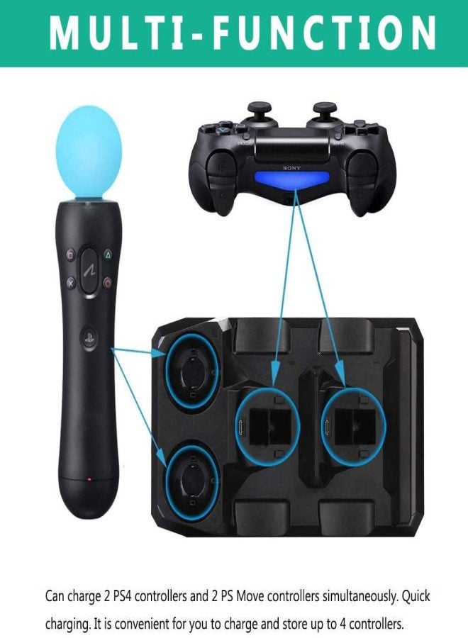 حامل وحدة تحكم PS4 MOVE رباعي الشحن، يشحن وحدة تحكم ألعاب PS4. - Image 4
