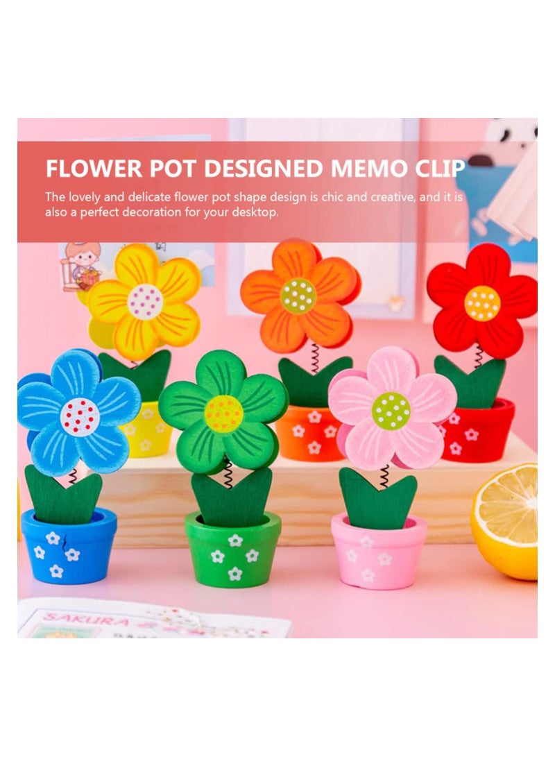 Excefore 12PCS  Picture Stand Wooden Base Photo Holder Flower Pot Table Name Number Holder Desktop Holders Picture Memo Note Photo Clip for Home Office Party, Random Color Desktop Stand - Image 2
