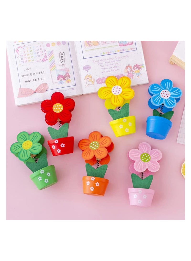 Excefore 12PCS  Picture Stand Wooden Base Photo Holder Flower Pot Table Name Number Holder Desktop Holders Picture Memo Note Photo Clip for Home Office Party, Random Color Desktop Stand - Image 3