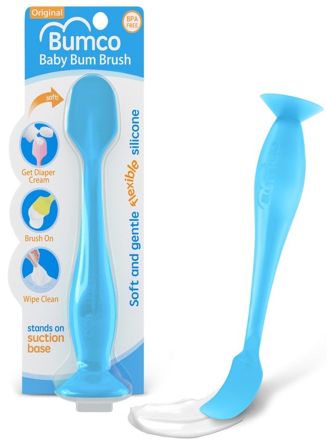 Baby Bum Brush Bumco Baby Bum Brush - BPA-Free Diaper Cream Spatula with Suction Cup Base, Soft & Flexible Silicone, Wipe-Clean, Mom-Invented Diaper Bag Essentials (Blue) - Image 1