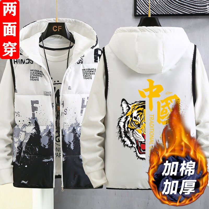 Student Reversible Work Cotton Vest Trendy Stylish Versatile Warm Sleeveless Jacket For Teenagers - Image 5