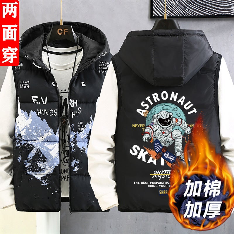 Student Reversible Work Cotton Vest Trendy Stylish Versatile Warm Sleeveless Jacket For Teenagers - Image 1