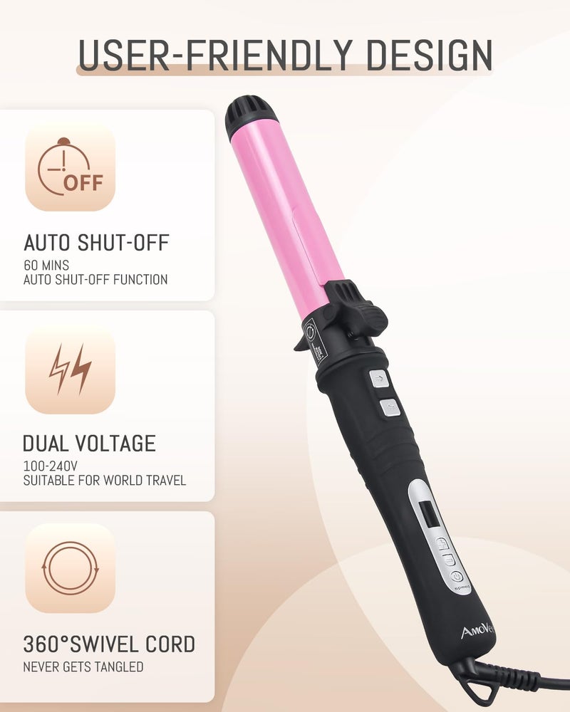 amovee Hair Curler Automatic Rotatingâ€“1.25 Inch Automatic Hair Curler with Adjustable Temp 180Â°F to 410Â°F & LCD Display, Dual Voltage Beach Waves Curling Iron for Effortless Beach Waves - Image 5