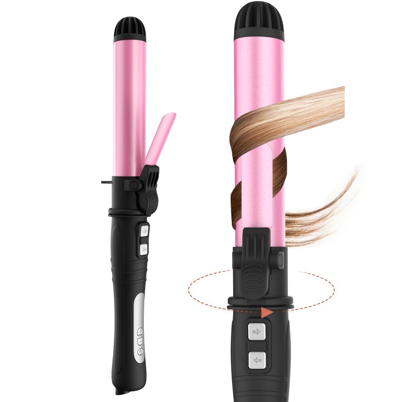 amovee Hair Curler Automatic Rotatingâ€“1.25 Inch Automatic Hair Curler with Adjustable Temp 180Â°F to 410Â°F & LCD Display, Dual Voltage Beach Waves Curling Iron for Effortless Beach Waves - Image 1