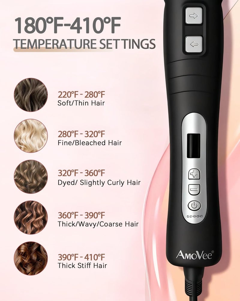 amovee Hair Curler Automatic Rotatingâ€“1.25 Inch Automatic Hair Curler with Adjustable Temp 180Â°F to 410Â°F & LCD Display, Dual Voltage Beach Waves Curling Iron for Effortless Beach Waves - Image 4