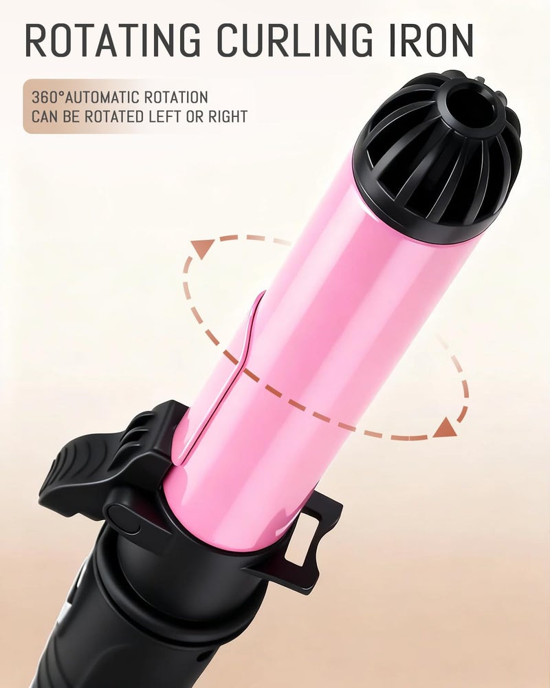 amovee Hair Curler Automatic Rotatingâ€“1.25 Inch Automatic Hair Curler with Adjustable Temp 180Â°F to 410Â°F & LCD Display, Dual Voltage Beach Waves Curling Iron for Effortless Beach Waves - Image 2