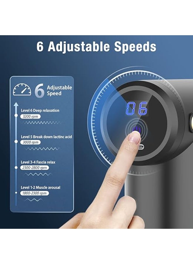 Mini Massage Gun – Deep Tissue Percussion Massager with 6 Speeds & 4 Heads, Super Quiet, USB-C Rechargeable - Image 3