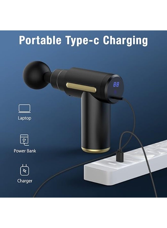 Mini Massage Gun – Deep Tissue Percussion Massager with 6 Speeds & 4 Heads, Super Quiet, USB-C Rechargeable - Image 2