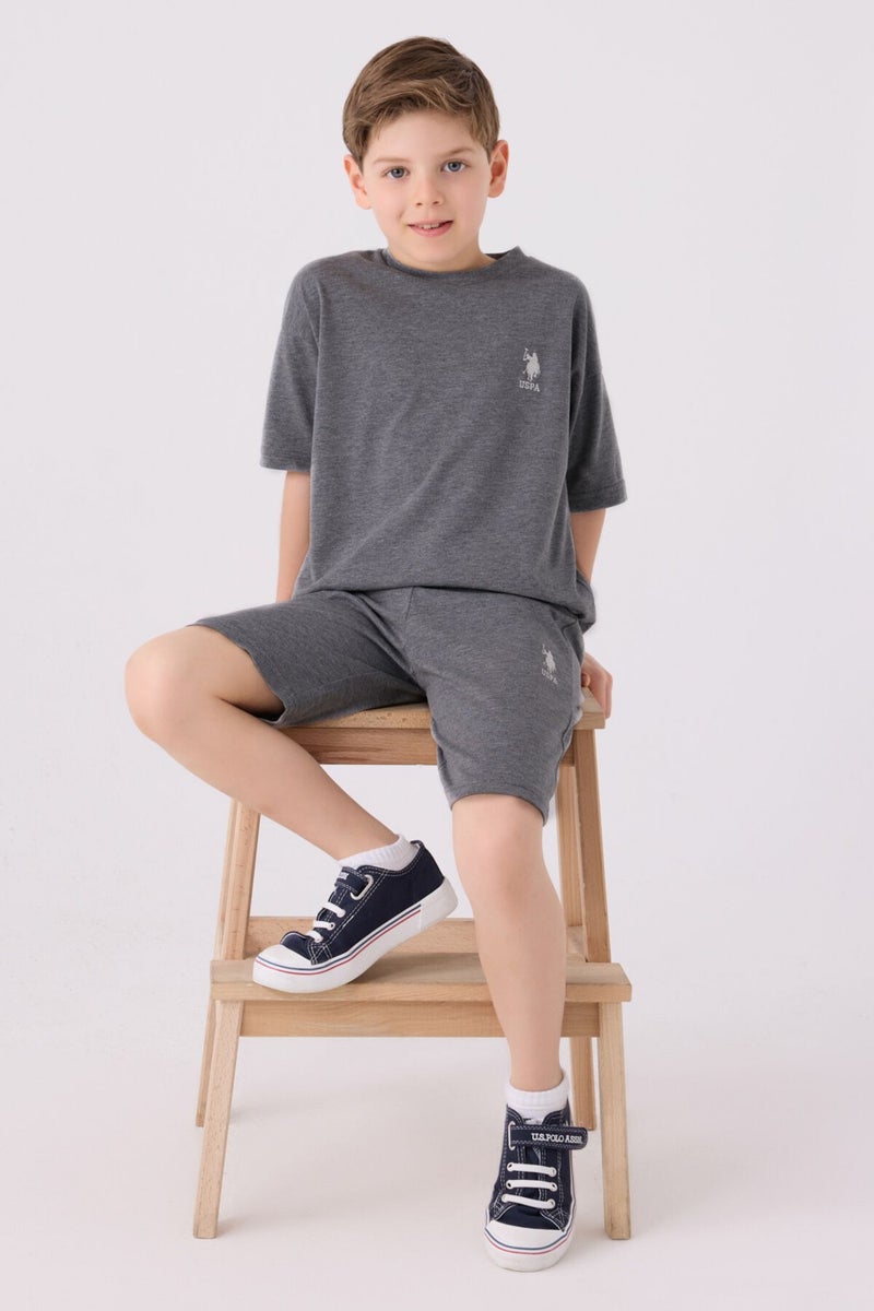 U.S. Polo Assn.  set برمودا ملانج أنثراسايت للأولاد  - Image 1