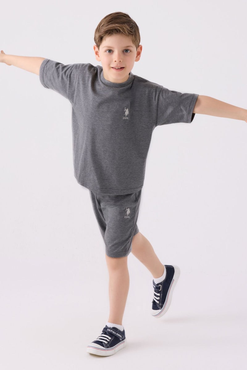 U.S. Polo Assn.  set برمودا ملانج أنثراسايت للأولاد  - Image 3
