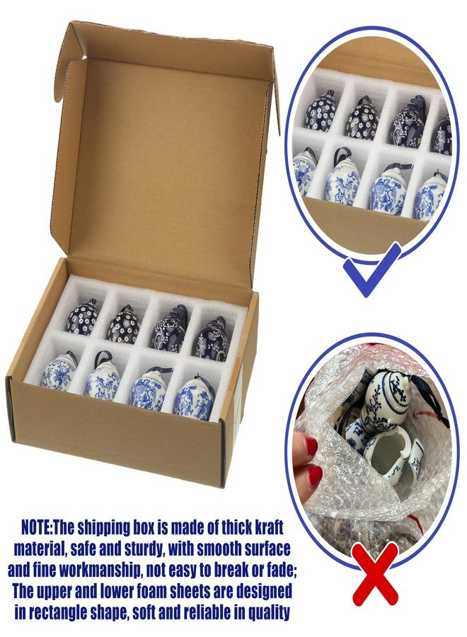 Vesici 8 Pieces Christmas Chinoiserie Ornaments Mini Ginger Jar Ornaments Porcelain Hanging Ornaments Blue and White Ginger Jars Chinoiserie Decor for Xmas Tree Decorations (Classic) - Image 3