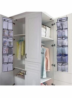 Y&D Pockets Over Door Shoe Storage Organiser Hanging Organizer Rack with Hooks Foldable Polyester Cotton Fabric Wardrobes for Gloves Hat Cup Toy  - Image 2