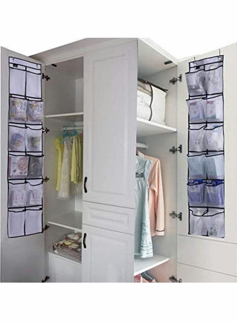 Y&D Pockets Over Door Shoe Storage Organiser Hanging Organizer Rack with Hooks Foldable Polyester Cotton Fabric Wardrobes for Gloves Hat Cup Toy  - Image 2