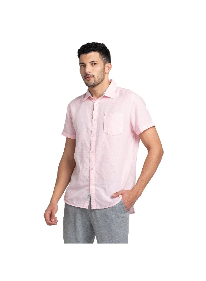 بيينغ هيومان Mens Pink Collared Short Sleeve Shirt