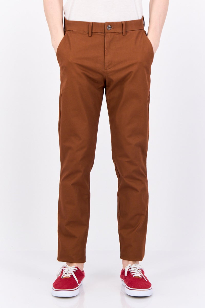 GAP Men Slim Fit Solid Chino Pants, Brown - Image 1
